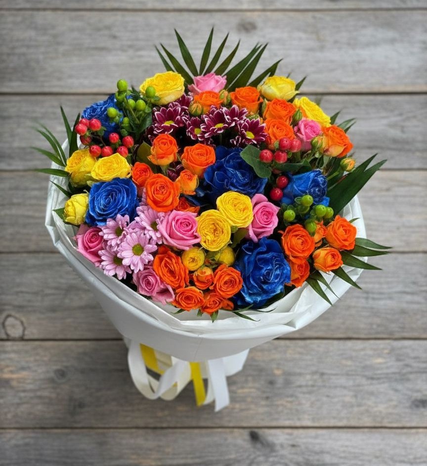 Букет цветов из: Розы и Хризантемы в Чапаевском