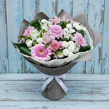 Букет цветов из:  Герберы, Альстромерии и Хризантемы в Чапаевском