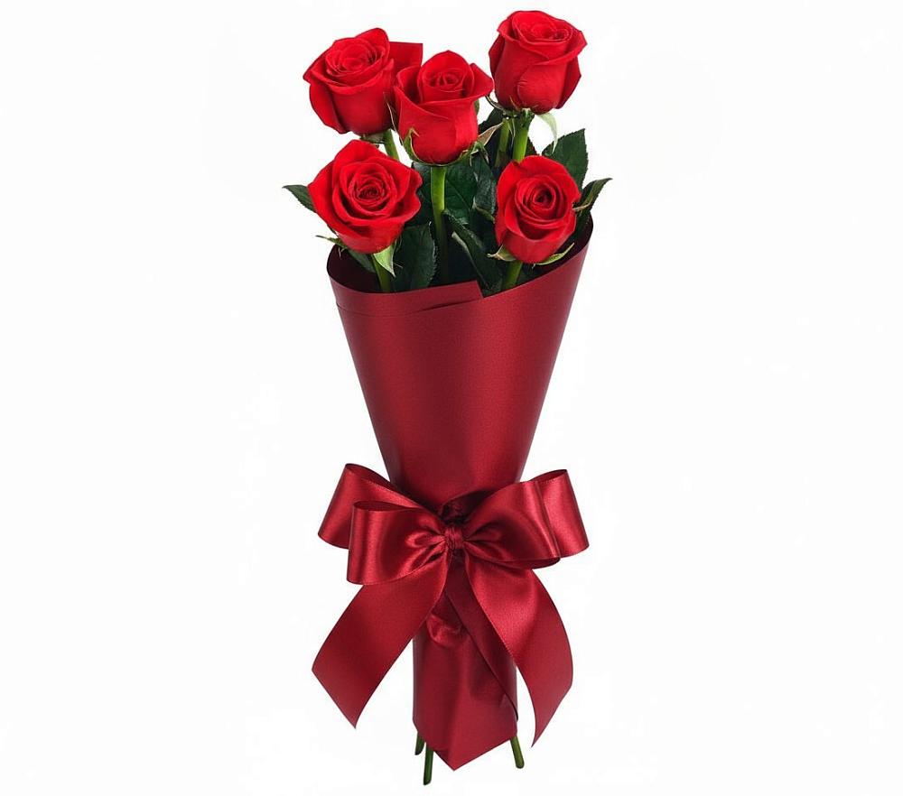 Букет 5 Красных роз Эдлесс Лав в Чапаевском