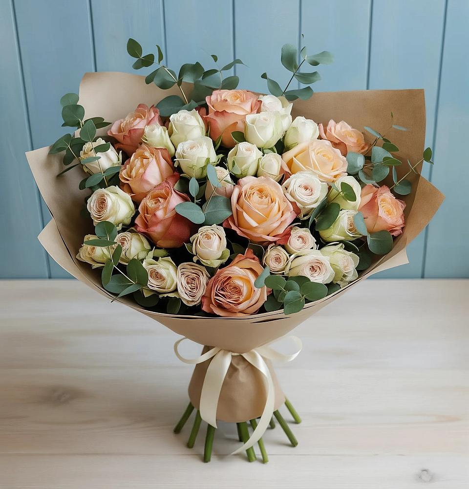 Букет цветов из: Альстромерии и Розы в Чапаевском