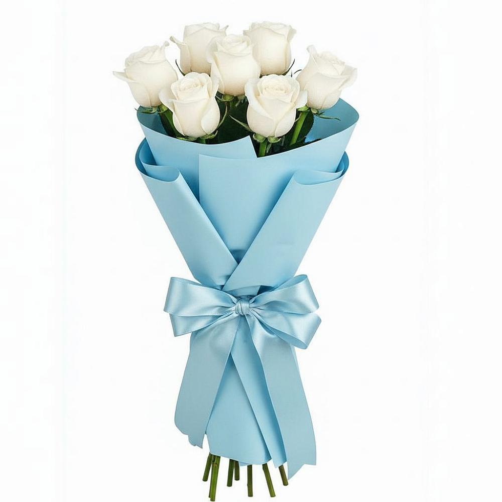 Букет 7 белых роз Проуд в Чапаевском