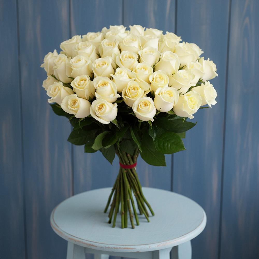 Букет 51 Белая роза Эдлесс Лав в Чапаевском