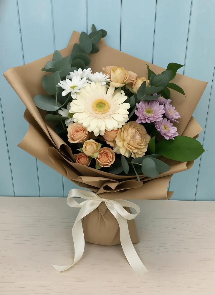 Букет цветов из: Герберы и Хризантемы в Чапаевском