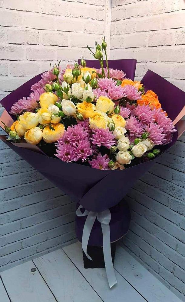 Букет цветов из: Хризантемы и Розы в Чапаевском