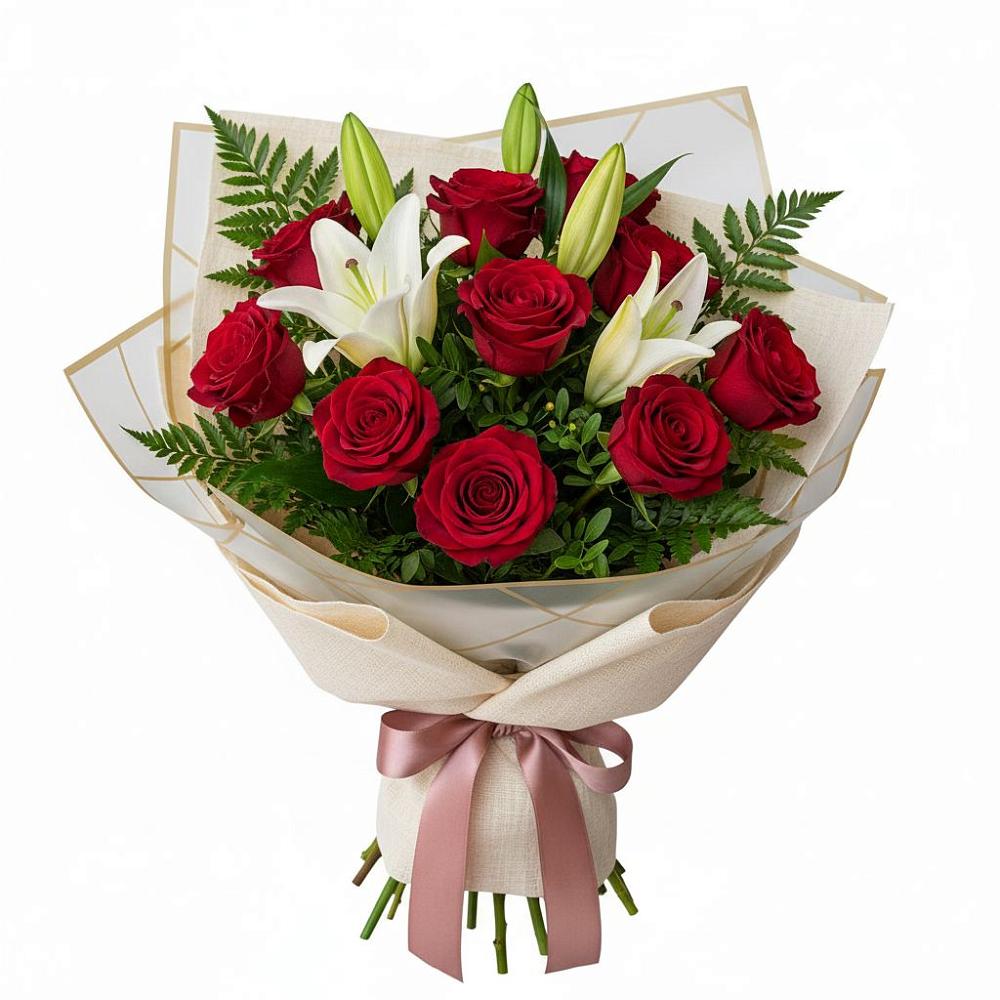 Букет цветов из: Лилии и Розы в Чапаевском