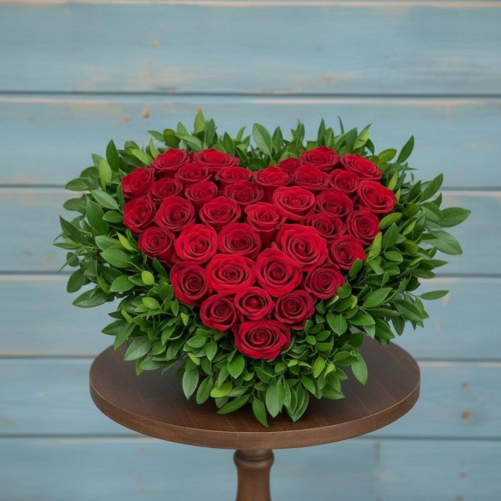 Цветочная композиция из Розы в виде сердца в Чапаевском