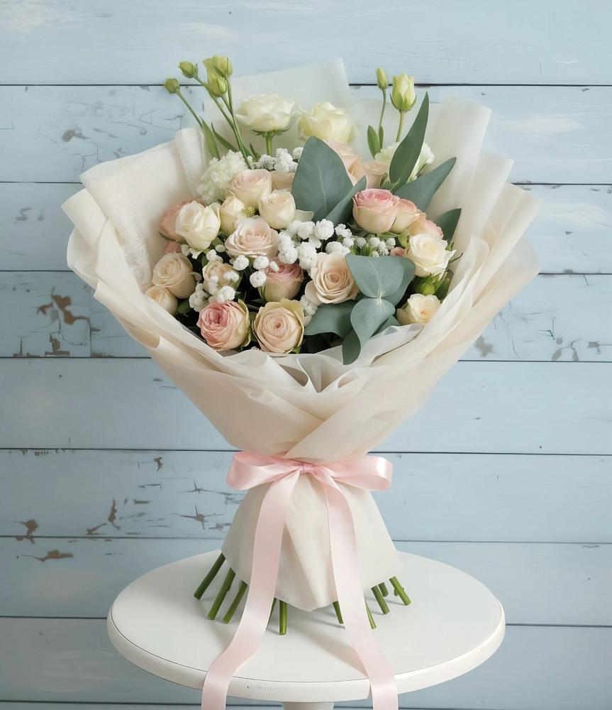 Букет цветов из: Розы и Лизиантусы в Чапаевском