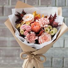 Букет цветов из:  Гвоздики, Хризантемы и Розы в Чапаевском