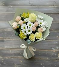 Букет цветов из:  Альстромерии, Розы и Хризантемы в Чапаевском