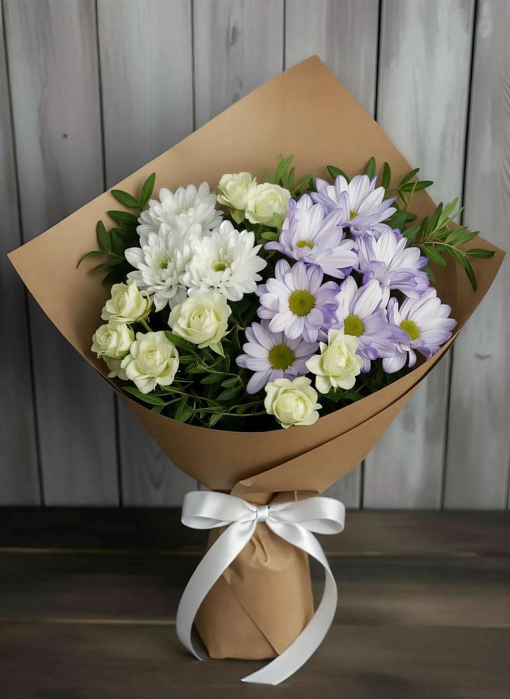 Букет цветов из: Хризантемы и Розы в Чапаевском