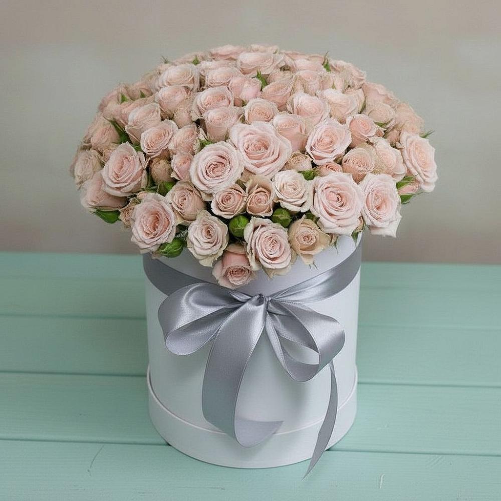 Цветочная композиция из Розы в шляпной коробке в Чапаевском